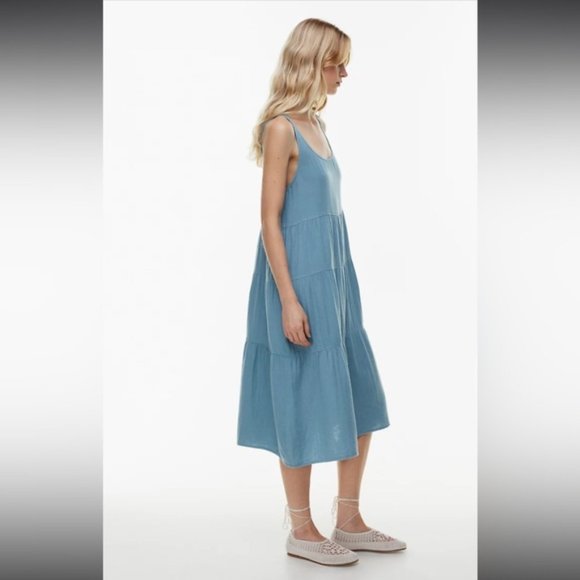 Aritzia Wilfred Periwinkle Blue Sleeveless Firefly Midi Dress Size L - Picture 2 of 9